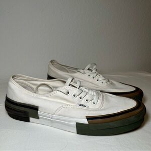 Vans Men's White and Green Canvas Sneakers (Only Worn Once!!)